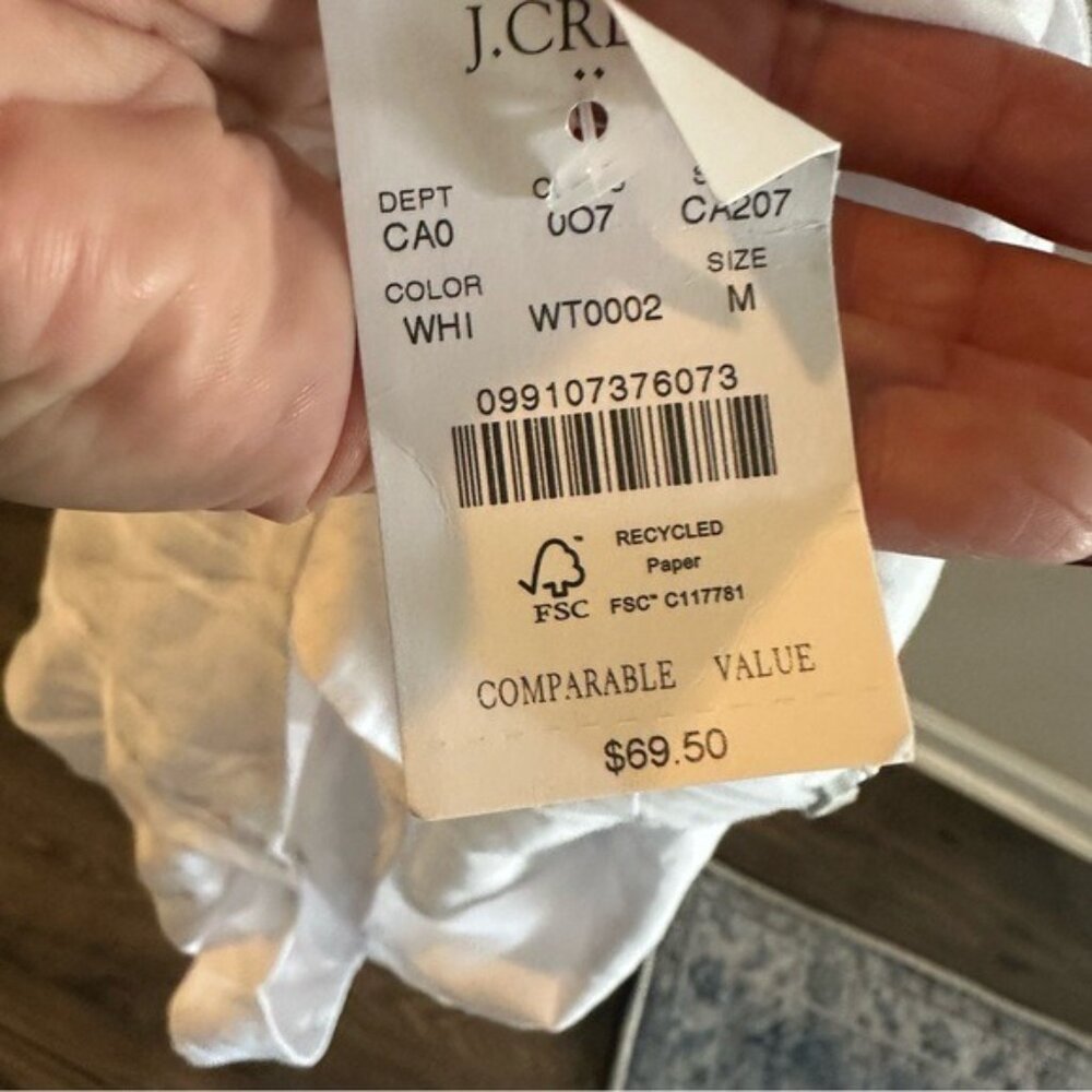 J.Crew White Tank Top NWT Women’s Size Medium Square Neck Cotton - Picture 6 of 7